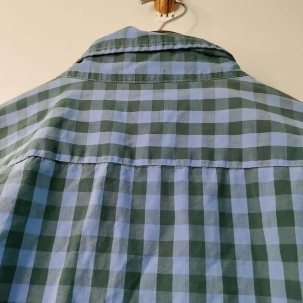 J Crew Men XL Button Down Long Sleeve Blue/Green Plaid Casual Work Dress‎ Shirt